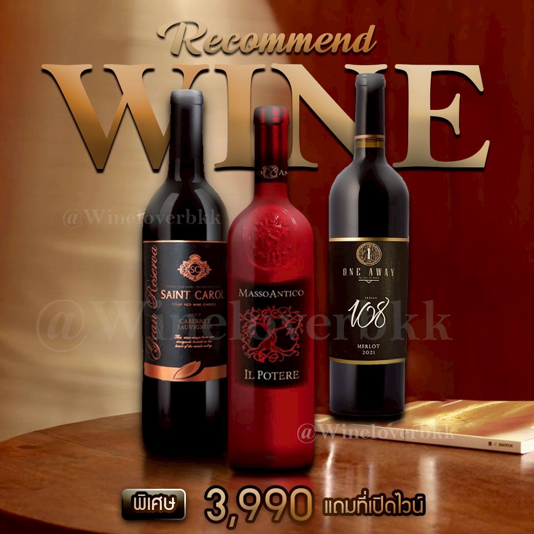 เซ็ตไวน์แนะนำ Saint Carol + Masso Antico + One Away 108