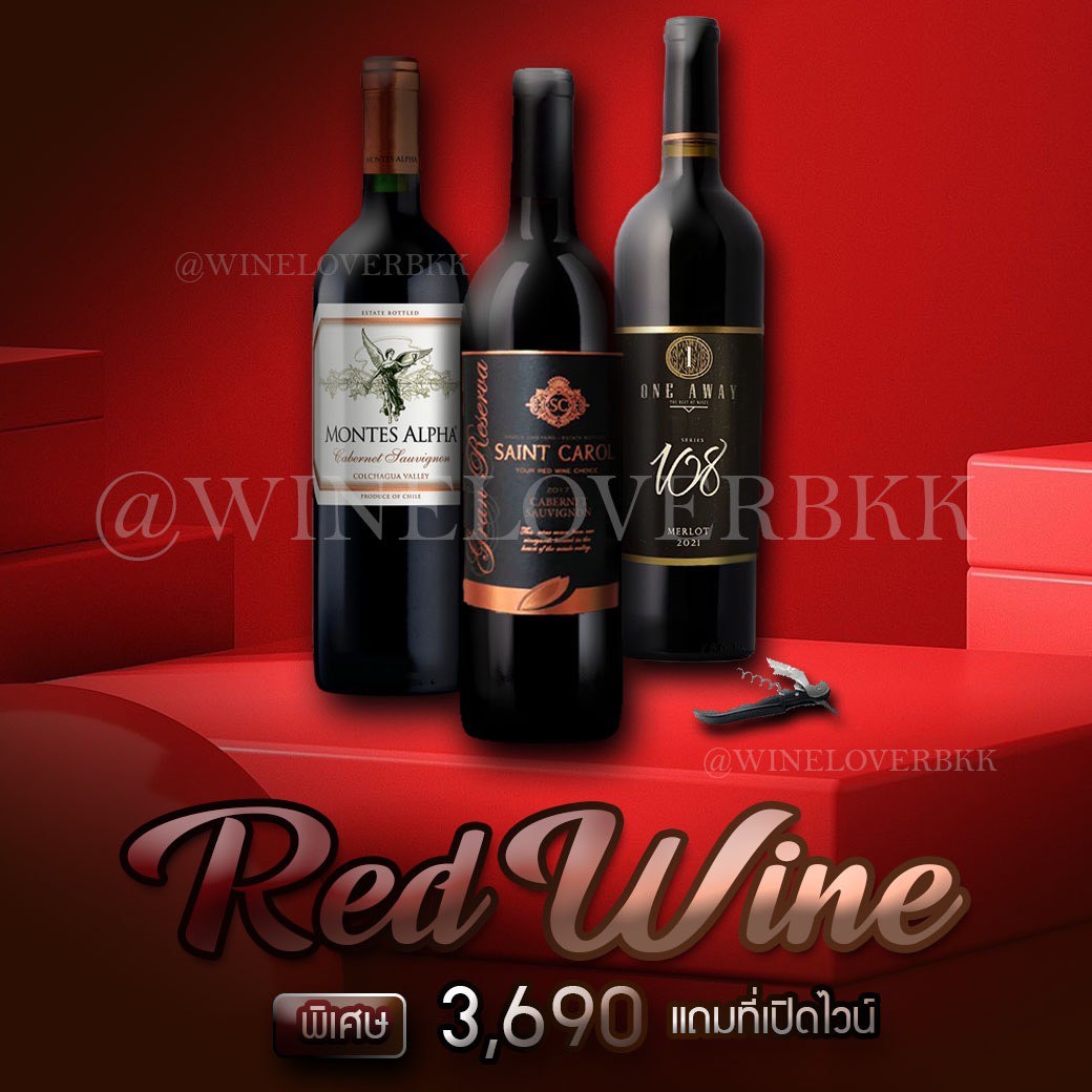เซ็ตไวน์แดง Montes Alpha + Saint Carol + One Away 108