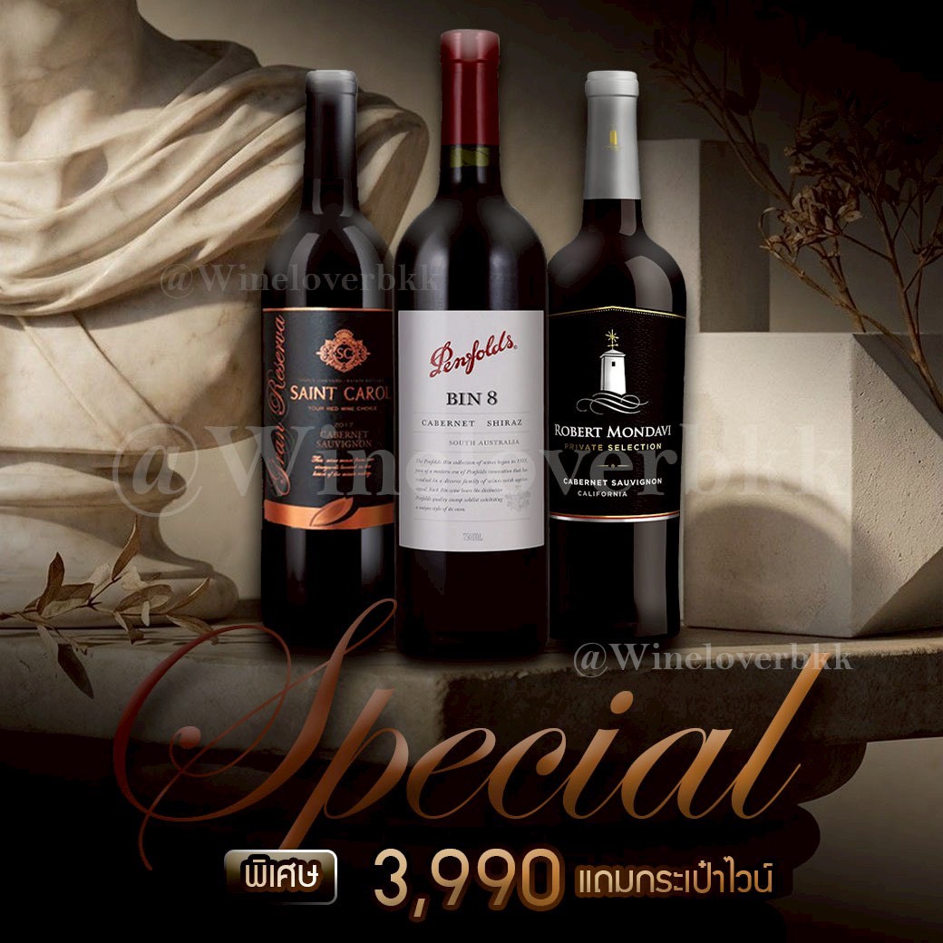 เซ็ตไวน์ Saint Carol + Penfolds Bin 8 + Robert Mondavi